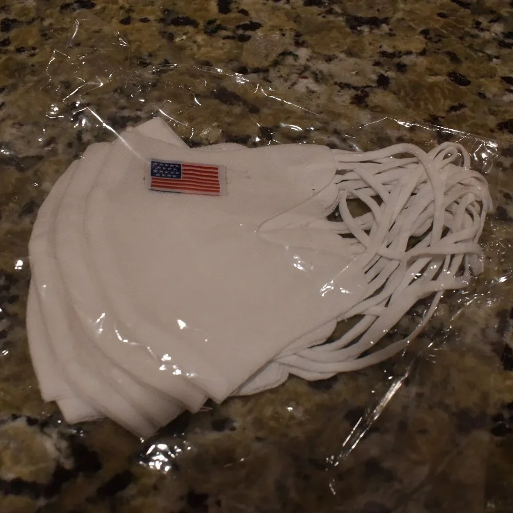White Mask with USA Flag (6pk)